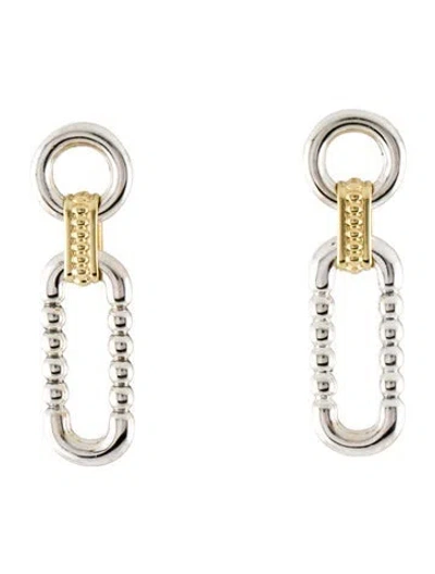 Pre-owned Lagos Two-tone Link Drop Earrings In Multi