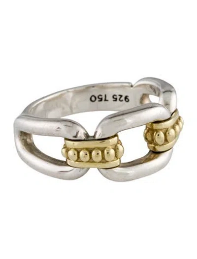 Pre-owned Lagos Two-tone Link Ring In Multi