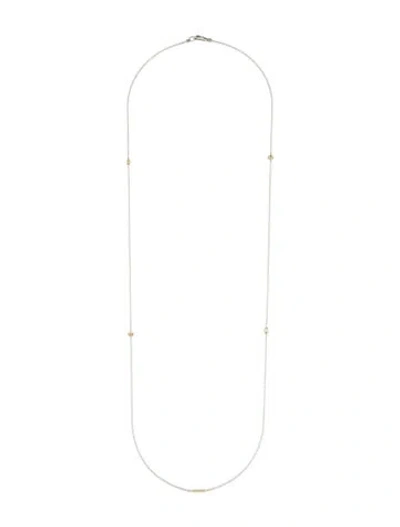 Pre-owned Lagos Two-tone Long Caviar Beaded Necklace, 36" In Multi