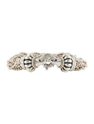 Pre-owned Lagos Two-tone Multi-strand Beaded Torsade Bracelet, 7.5"