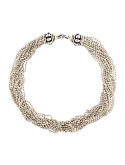 Pre-owned Lagos Two-tone Multi-strand Beaded Torsade Necklace, 16"
