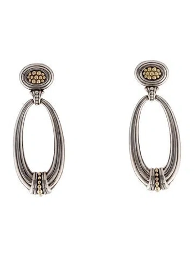 Pre-owned Lagos Two-tone Oval Drop Earrings In Multi