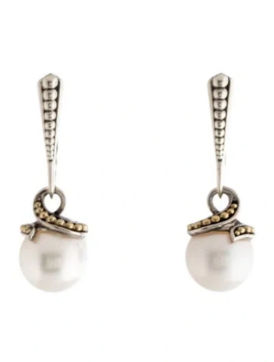 Pre-owned Lagos Two-tone Pearl Drop Earrings In Multicolor