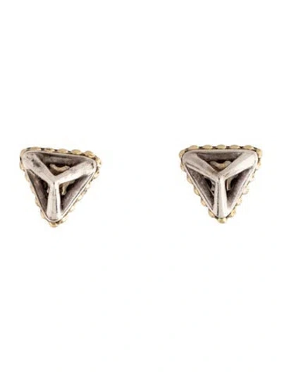 Pre-owned Lagos Two-tone Pyramid Stud Earrings In Multicolor
