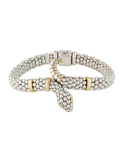 Pre-owned Lagos Two-tone Rare Wonder Snake Rope Bracelet, 7.25" In Multi