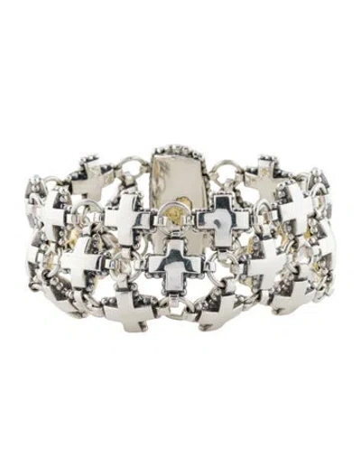 Pre-owned Lagos Two-tone Reversible Link Bracelet, 7.75" In Multi
