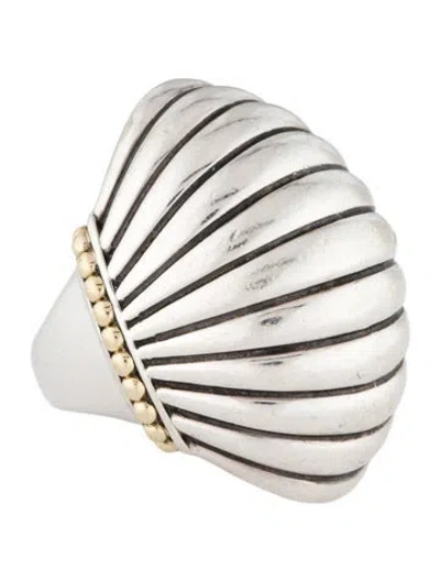 Pre-owned Lagos Two-tone Ribbed Dome Ring In Multi
