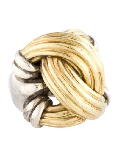 Pre-owned Lagos Two-tone Signature Caviar Large Knot Ring In Multicolor