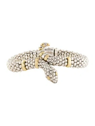 Pre-owned Lagos Two-tone Snake Rope Bracelet, 6.75" In Multi