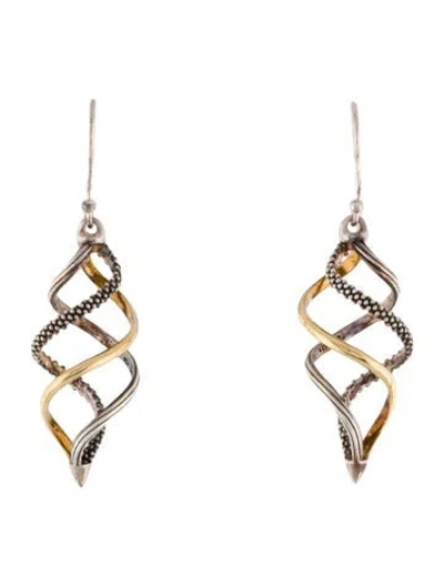 Pre-owned Lagos Two-tone Spiral Caviar Drop Earrings In Multi