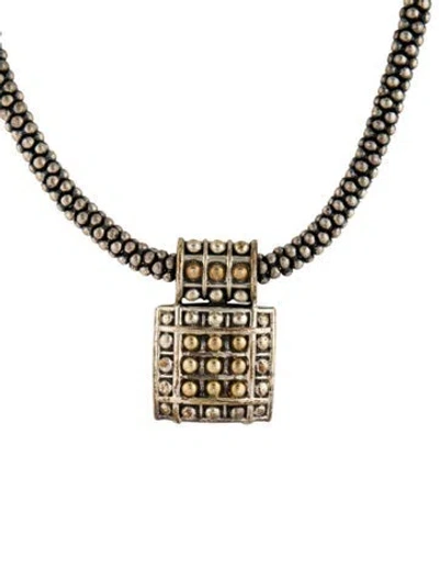 Pre-owned Lagos Two-tone Square Studded Necklace, 17" In Multi