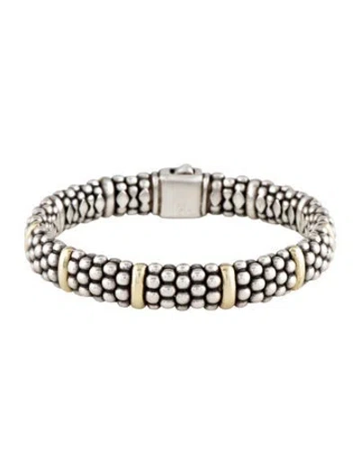 Pre-owned Lagos Two-tone Station Caviar Bracelet | 9mm, 6.25" In Multicolor