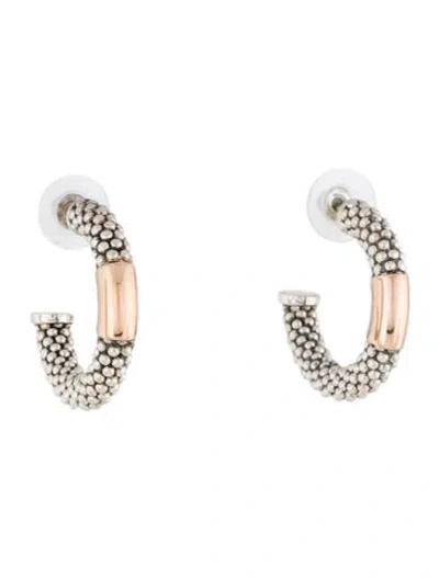 Pre-owned Lagos Two-tone Station Caviar Hoop Earrings In Multi