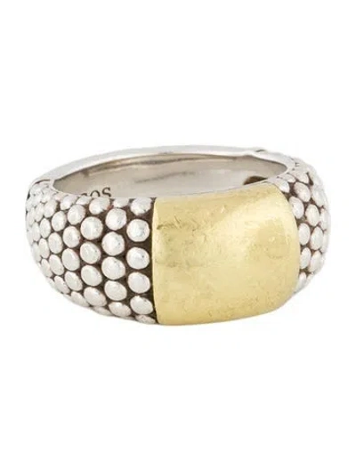 Pre-owned Lagos Two-tone Station Caviar Ring In Multi