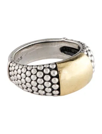Pre-owned Lagos Two-tone Station Caviar Ring In Multi