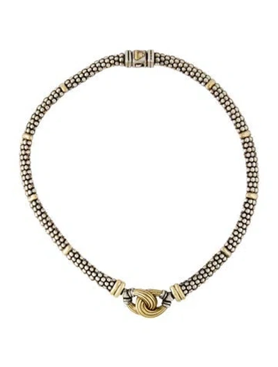 Pre-owned Lagos Two-tone Station Necklace, 16" In Multi