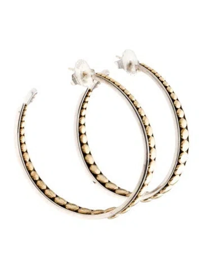 Pre-owned Lagos Two-tone Tapered Hoop Earrings In Multi