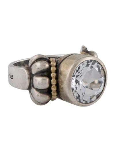 Pre-owned Lagos Two-tone Topaz Caviar Cocktail Ring In Multi