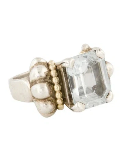 Pre-owned Lagos Two-tone Topaz Cocktail Ring In Multi