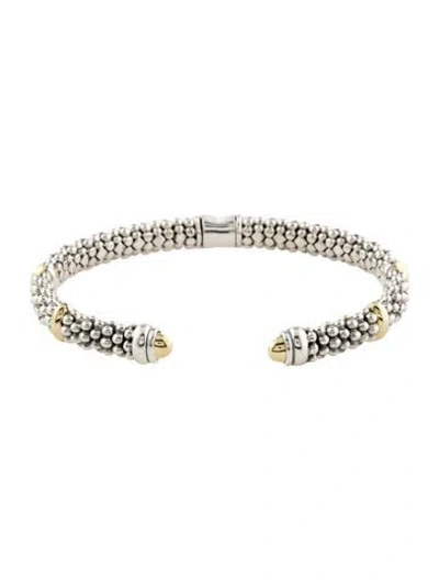 Pre-owned Lagos Two-tone Versa Torque Cuff Bracelet, 6" In Multi
