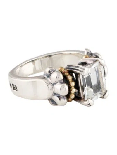 Pre-owned Lagos Two-tone White Topaz Glacier Cocktail Ring In Multi