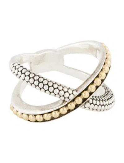 Pre-owned Lagos Two-tone X Beaded Ring In Multi