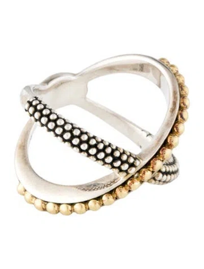 Pre-owned Lagos Two-tone X Beaded Ring In Multi