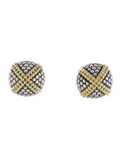 Pre-owned Lagos Two-tone X Caviar Stud Earrings In Multi