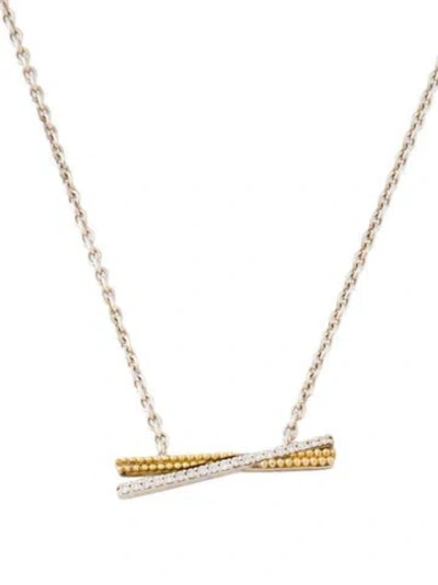 Pre-owned Lagos Two-tone X Diamond Necklace, 16" In Multi