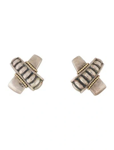 Pre-owned Lagos Two-tone X Earclip Earrings In Multi