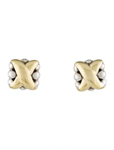 Pre-owned Lagos Two-tone X Stud Earrings In Multi