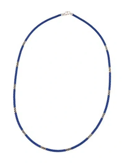 Pre-owned Lagos Ultramarine Station Ceramic Beaded Necklace, 18" In Blue