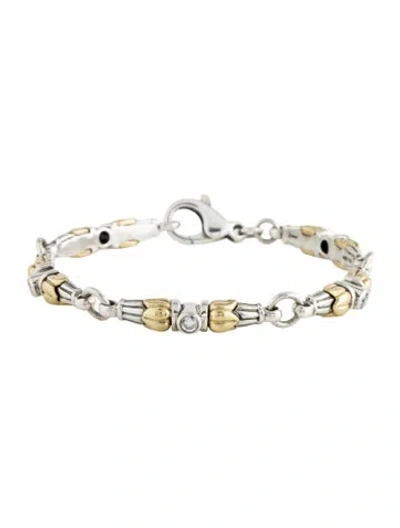 Pre-owned Lagos Vintage Diamond Caviar Link Bracelet, 6.75" In Multi