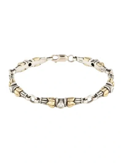 Pre-owned Lagos Vintage Diamond Caviar Link Bracelet, 6.75" In Multi