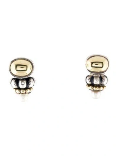 Pre-owned Lagos Vintage  Caviar Pearl Drop Earrings In Multi