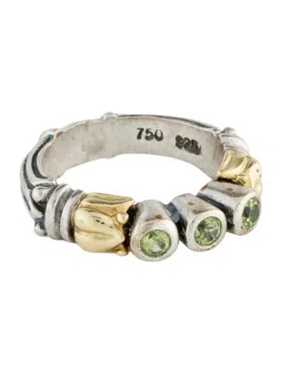 Pre-owned Lagos Vintage Two-tone Peridot Caviar Cocktail Ring In Multi