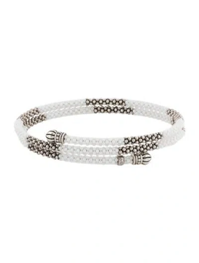 Pre-owned Lagos White Ceramic Beaded Wrap Bracelet In Multicolor