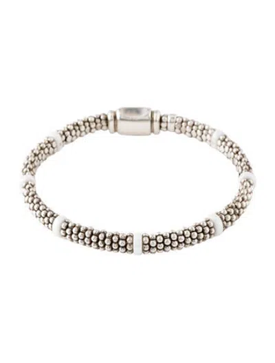 Pre-owned Lagos White Ceramic Station Bracelet, 6.5"