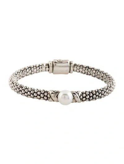 Pre-owned Lagos X Pearl Caviar Bracelet, 6.25" In Multicolor