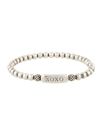Pre-owned Lagos Xoxo Stretch Bead Bracelet, 6.75" In Multi