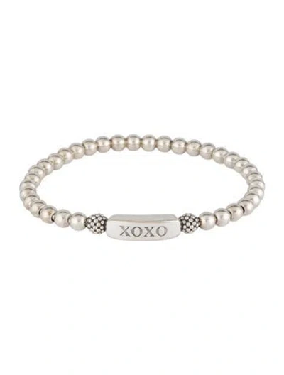 Pre-owned Lagos Xoxo Stretch Bead Bracelet, 6.75" In Multicolor