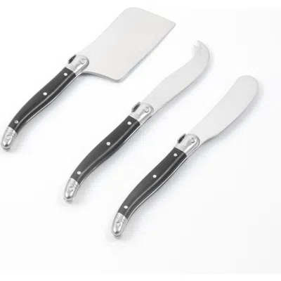Laguiole 3 Piece Mini Cheese Utensil Set In Black