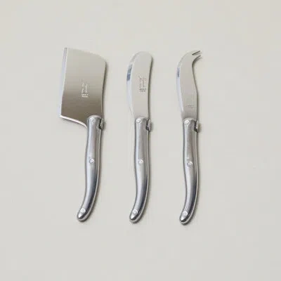 Laguiole 3 Piece Mini Cheese Utensil Set, Stainless Steel In Kraft Paper Box In Silver