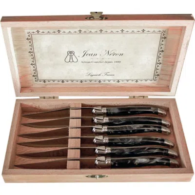 Laguiole 6 Piece Steak Knife Set, In Black