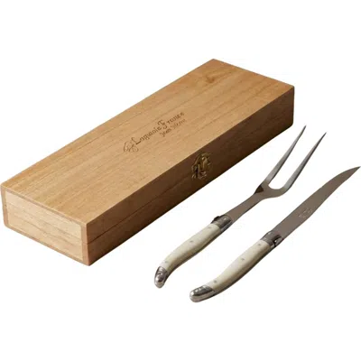 Laguiole Carving Set In White
