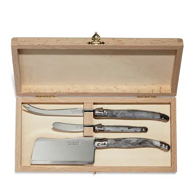 Laguiole Jean Dubost Three-piece Marble-handle Cheese Knife Set In Gray