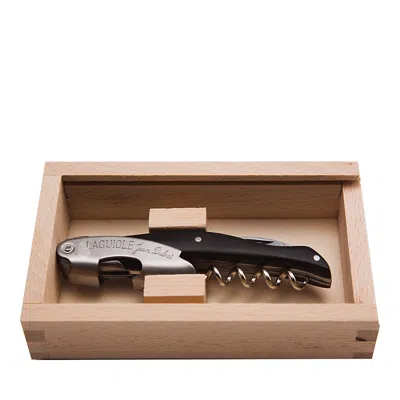 Laguiole Jean Dubost Wine Waiter Dark Horn Handle Corkscrew In Black