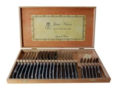 Laguiole Platine 24 Piece Flatware Set In Black
