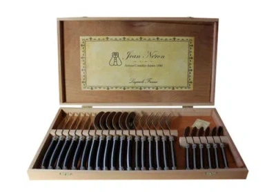 Laguiole Platine 24 Piece Flatware Set In Black