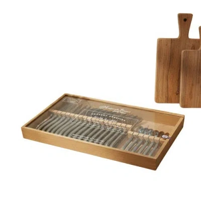 Laguiole Platine 24 Piece Flatware Set In Brown
